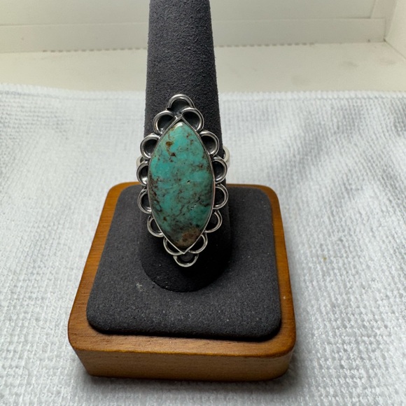 Jewelry - Royston Turquoise Ring Sterling Silver Adjustable Band Artisan Southwestern Boho